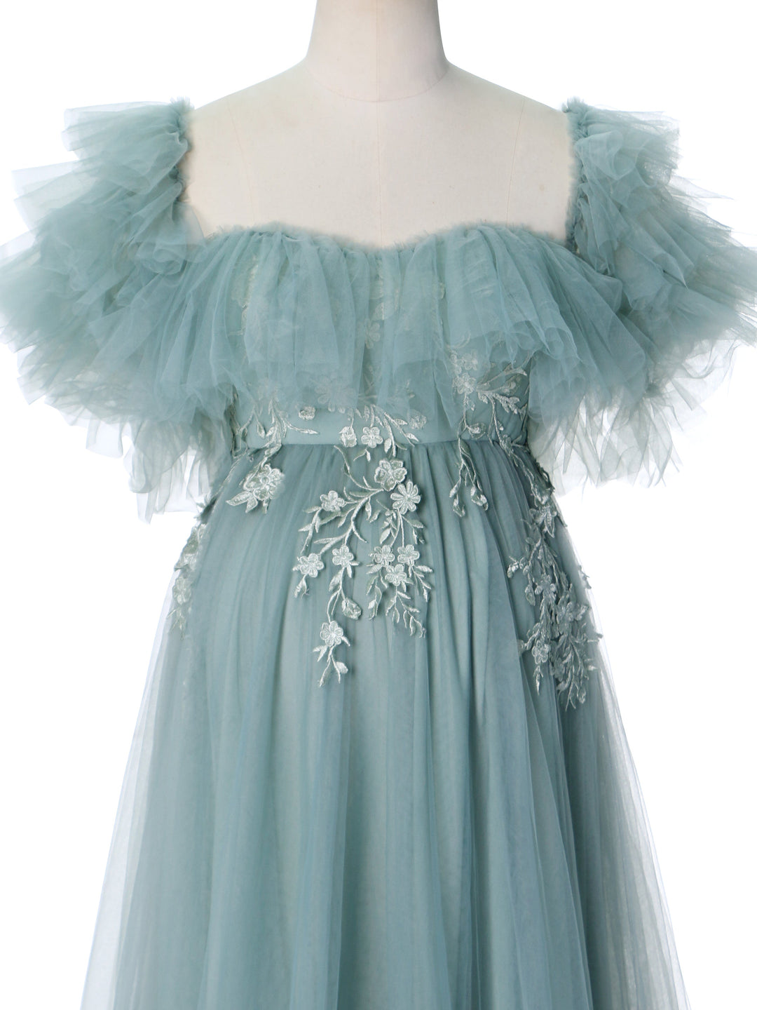 Elegant Off The Shoulder, Tulle with Emboridery Photography Dresses , Baby Shower Dress,  Maternity