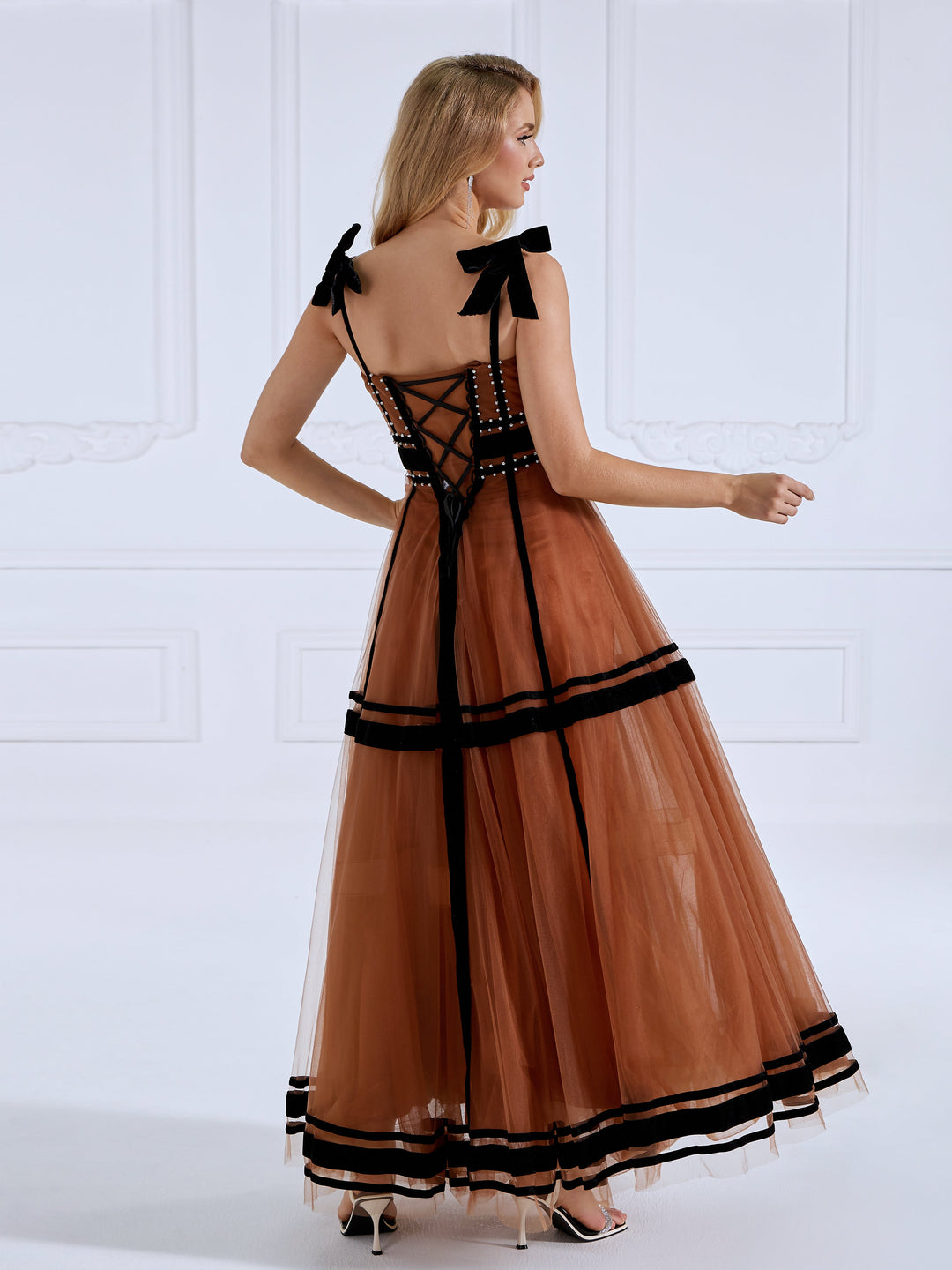 Spaghetti Strap, Rhinestone Tulle Ball Gown