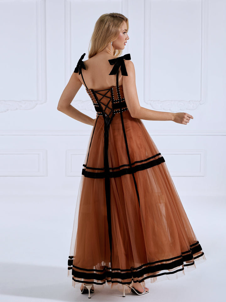 Spaghetti Strap, Rhinestone Tulle Ball Gown
