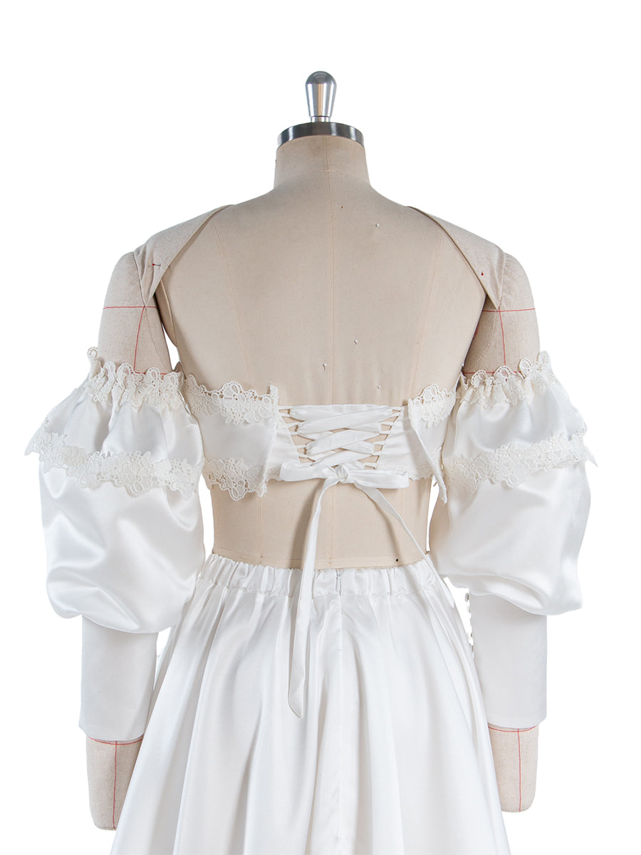 2 Piece White Wedding Set Boho Bridal Party Dress Vacation Dress for Photo Shoot YW250007