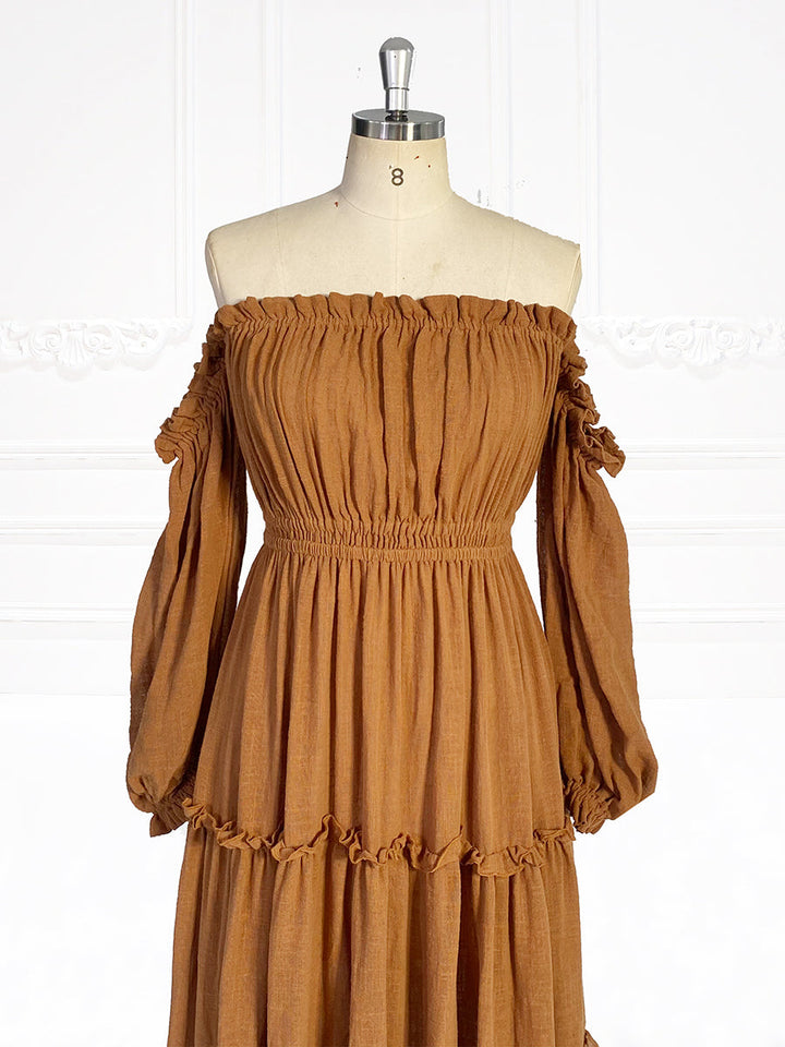 Lange Ärmel Elastische Taille Boho Strandkleid Frau Fotoshooting Kleider YW231107