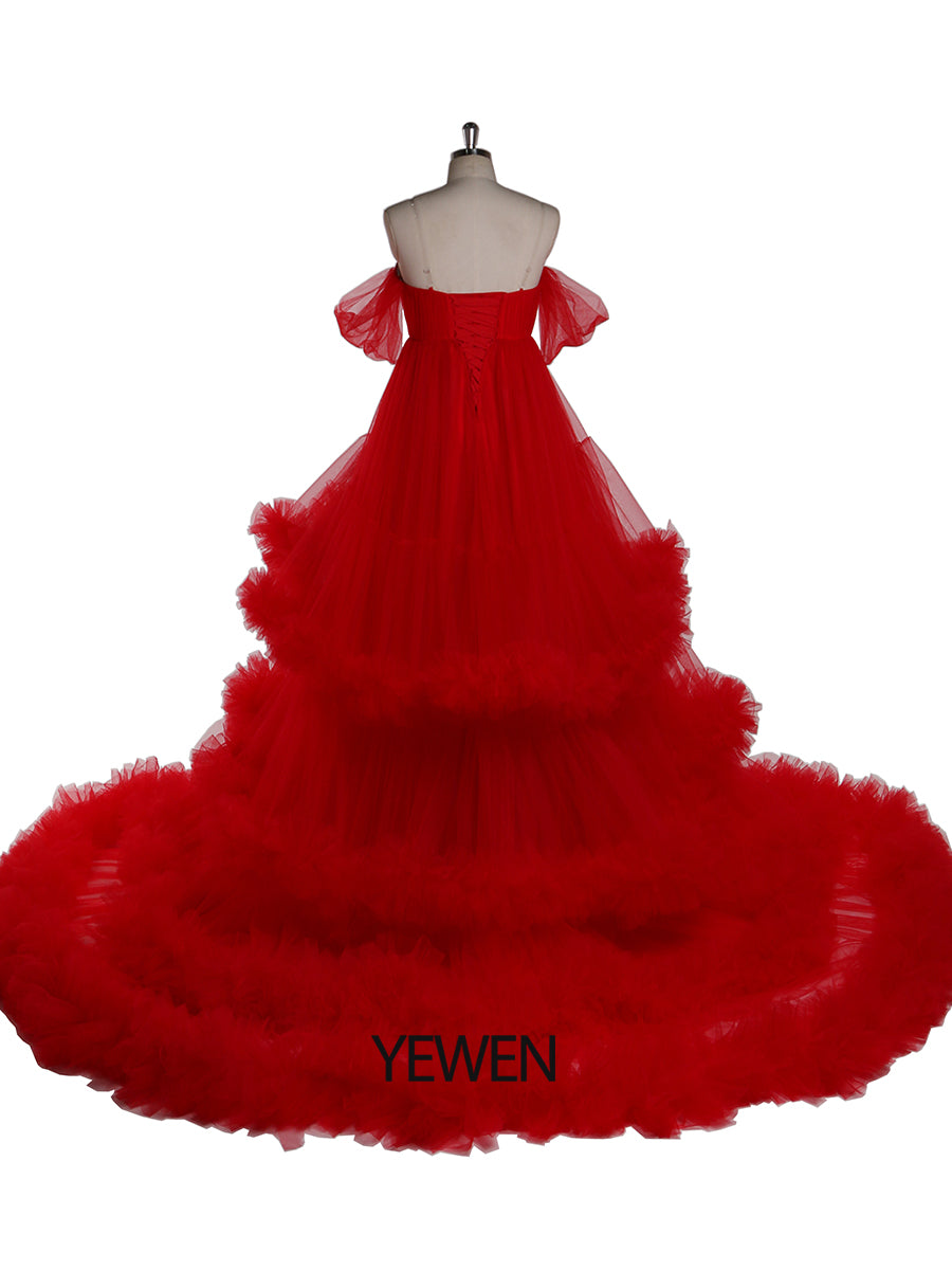 Schulterfreies Umstandskleid mit Herzausschnitt für Fotoshootings, Schwangerschaftsfotografie, Robe, Babypartykleid YW21022 