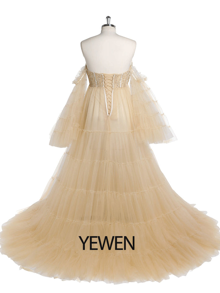 Elegantes Umstandskleid aus Tüll mit Glitzersteinen für die Fotografie, Fotoshooting-Kleid für Frauen, YW220411 