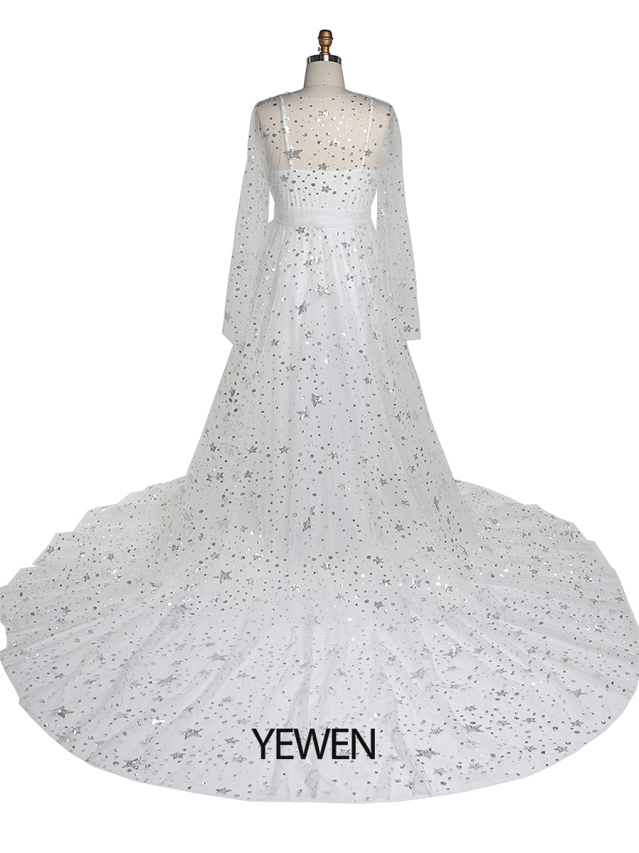 2-in-1-Stretch-Unterkleid + Morgenmantel mit funkelnden Sternen, Umstandskleid für Hochzeits-Fotoshootings, Übergröße YW220320 