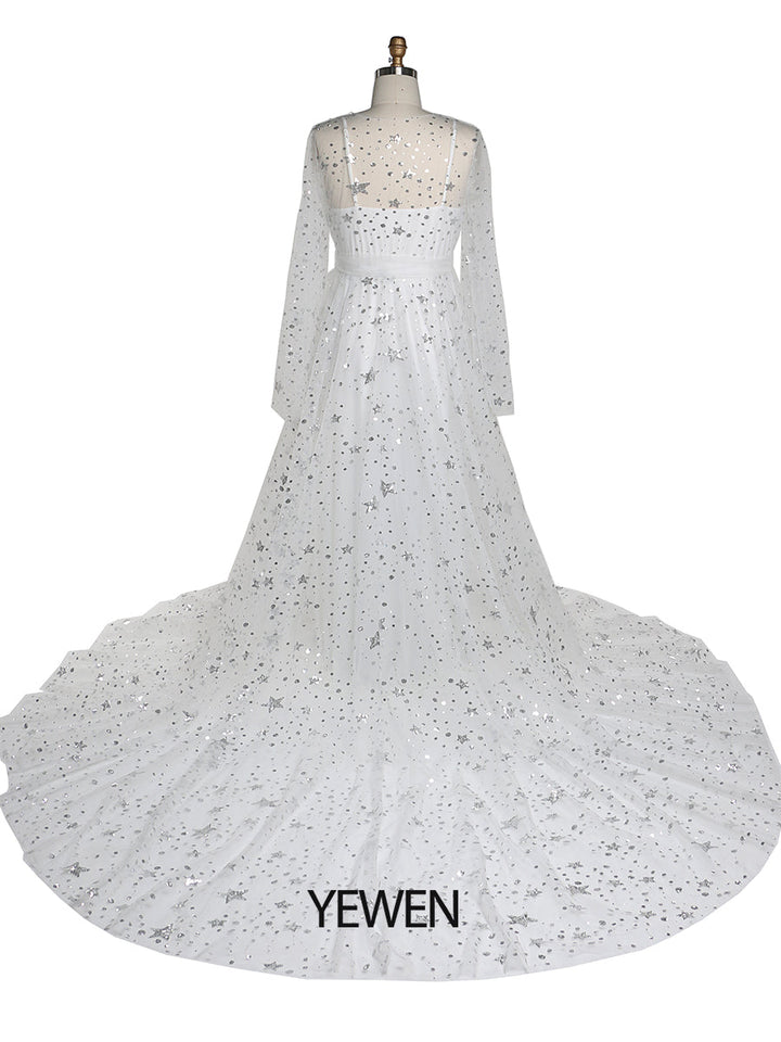 2-in-1-Stretch-Unterkleid + Morgenmantel mit funkelnden Sternen, Umstandskleid für Hochzeits-Fotoshootings, Übergröße YW220320 