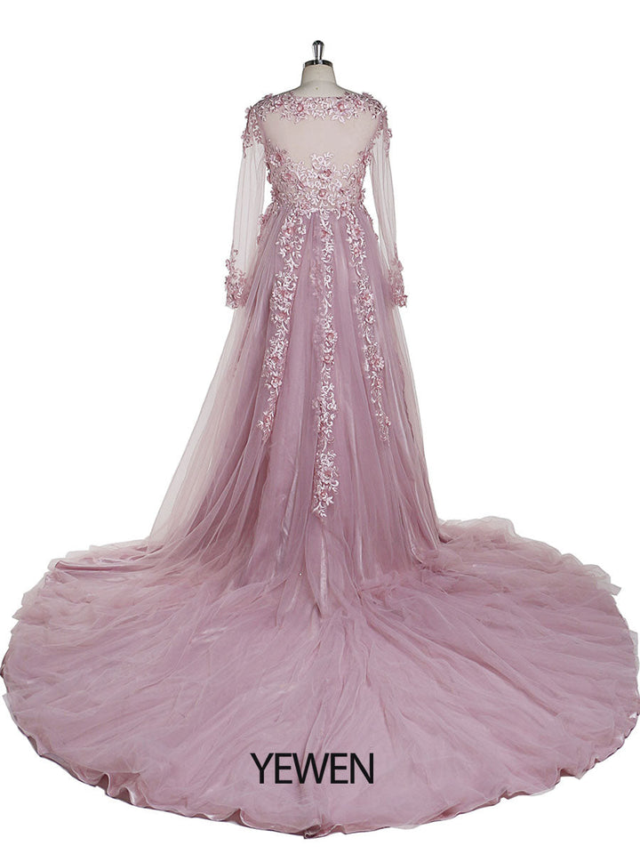 Elegante Abendkleider mit Tüllapplikationen und Spitze, V-Ausschnitt, halbe Ärmel, vorne offen, Oldrose, Strandstil, Partykleider, Robe de Soiree, YeWen
