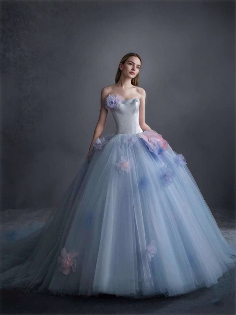 Verträumtes flauschiges Kleid für Fotoshootings Brautpartykleid Farbiges Hochzeitskleid 