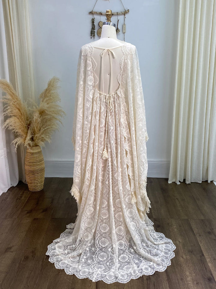 Boho Hochzeitskleid, Umstandskleid für Fotoshooting, Umstandskleid aus Spitze, Kleid für Umstandssession YW240032 