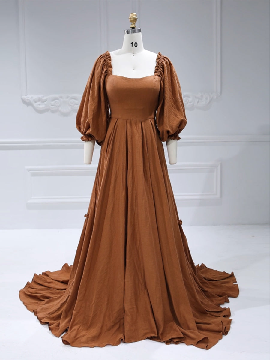 Long Sleeves , Elastic Back Waist, Woman Cotton Maxi Dress ,Photoshoot Dresses for Ladies