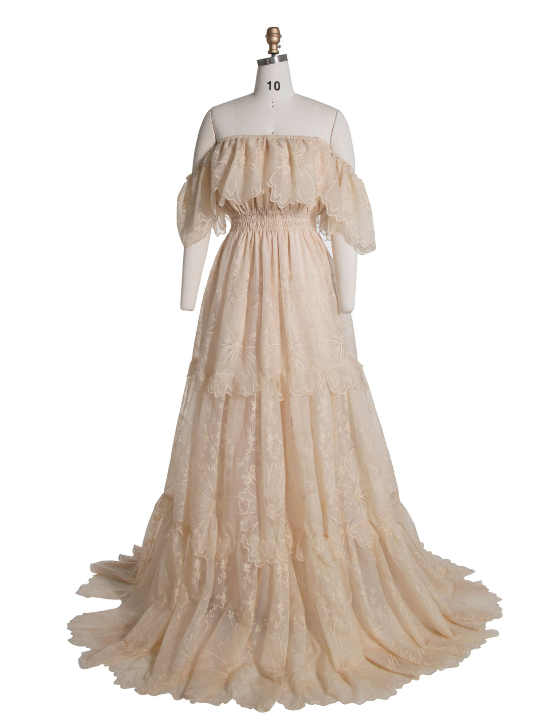 Elegantes schulterfreies Spitzen-Boho-Kleid, Fotoshooting-Kleid, böhmisches Umstandskleid, Babyparty, YW240067