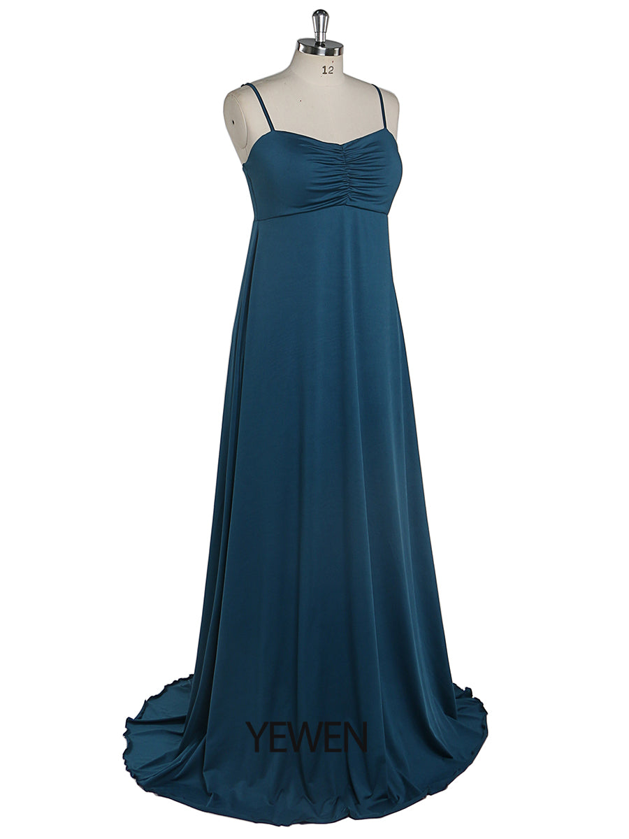 Elegantes Damen Sling Kleid Elastischer Stoff Schlichtes Abendkleid Lang Benutzerdefinierte Farbe YEWEN 