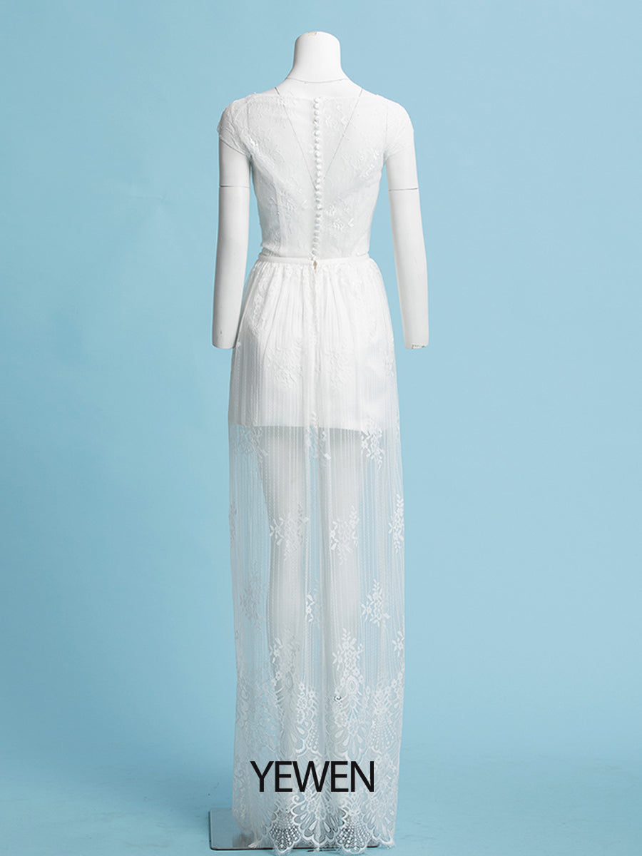 Böhmisches minimalistisches Brautkleid mit abnehmbarem Rock 