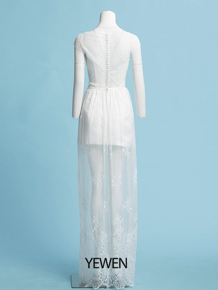 Böhmisches minimalistisches Brautkleid mit abnehmbarem Rock 