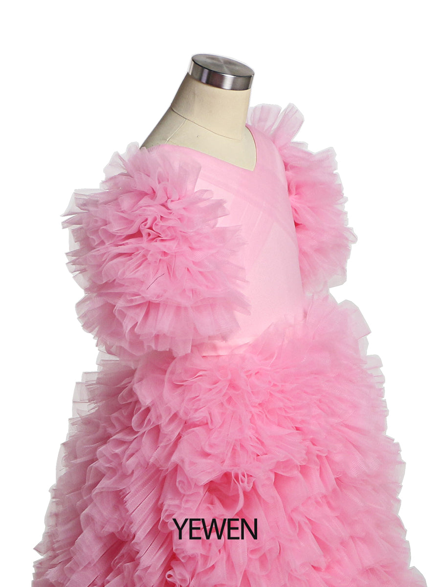 Neue Erstkommunionkleider mit V-Ausschnitt für Mädchen, Blumenmädchenkleider für Hochzeiten, Prinzessinnen-Partykleid, Fotoshooting-Kleid, YEWEN 