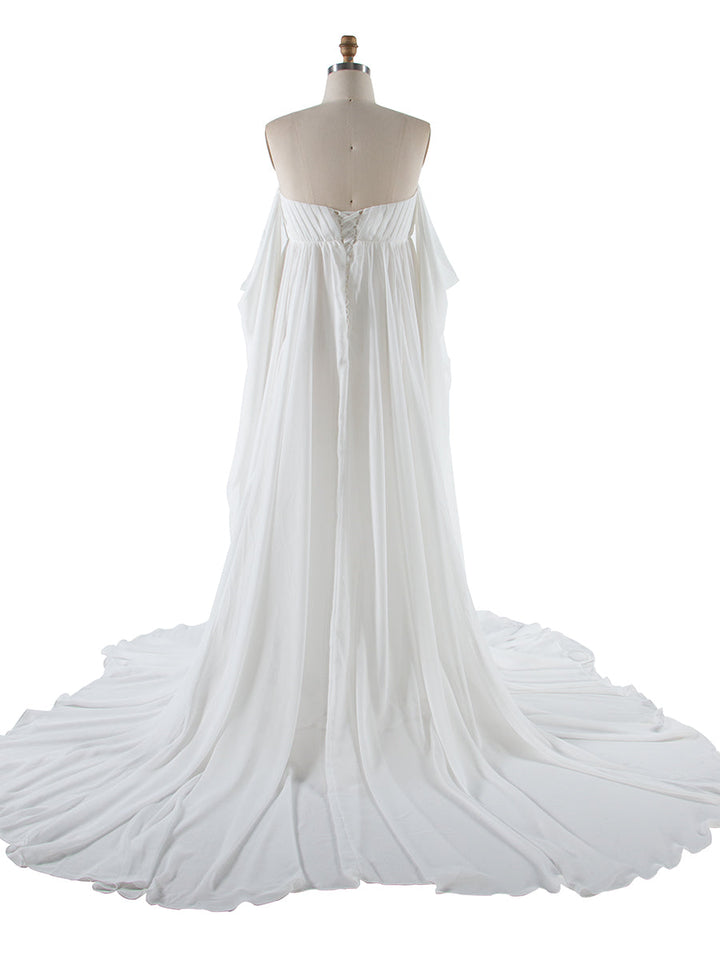 Chiffon-Umstandskleid für Fotoshootings, lange Cape-Ärmel, Fotografie-Kleid YW231153 