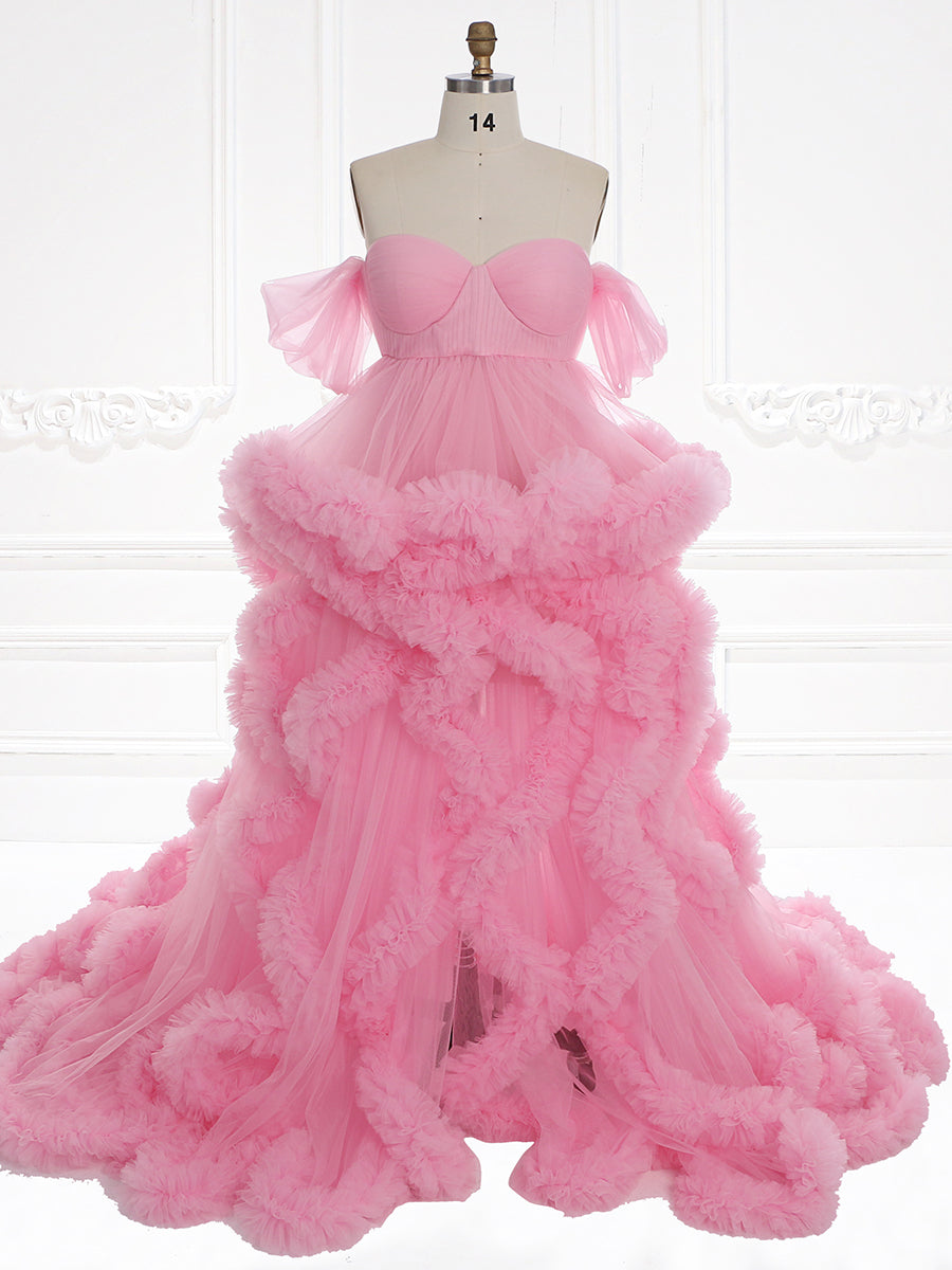 Schulterfreies Umstandskleid für Fotoshootings, Schwangerschaftsfotografie, Robe, Babypartykleid YW220108