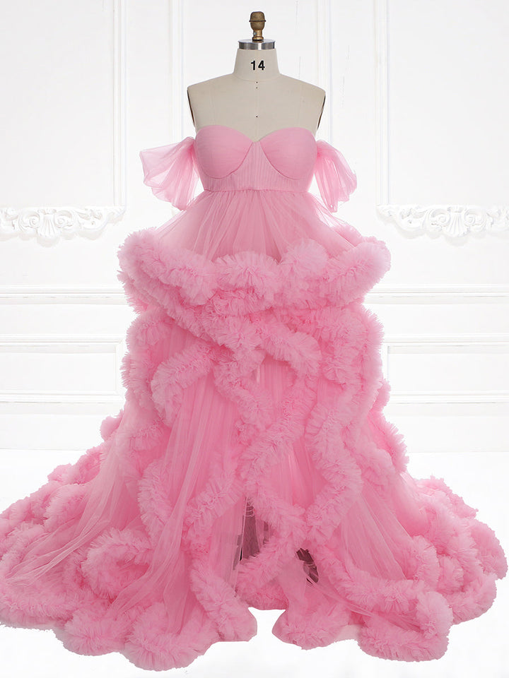 Schulterfreies Umstandskleid für Fotoshootings, Schwangerschaftsfotografie, Robe, Babypartykleid YW220108