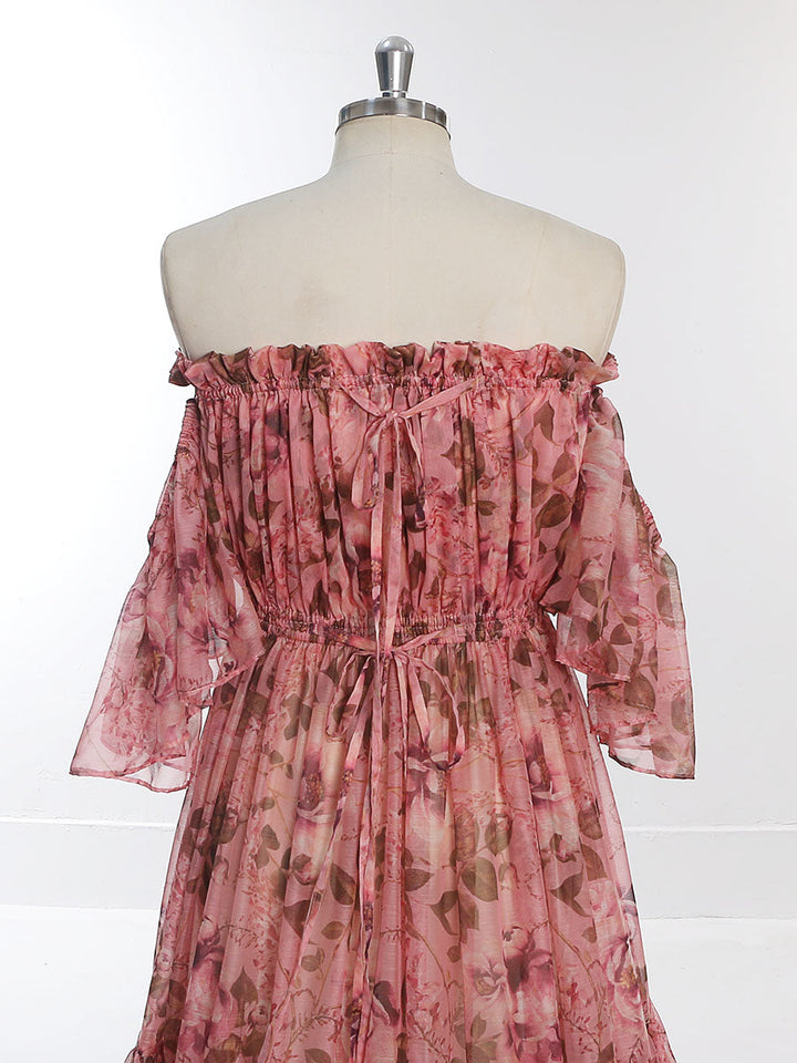Sommer Chiffon Print Umstandskleid für Foto-Shooting Fotografie Frau Maxi Gwon YW230317-1