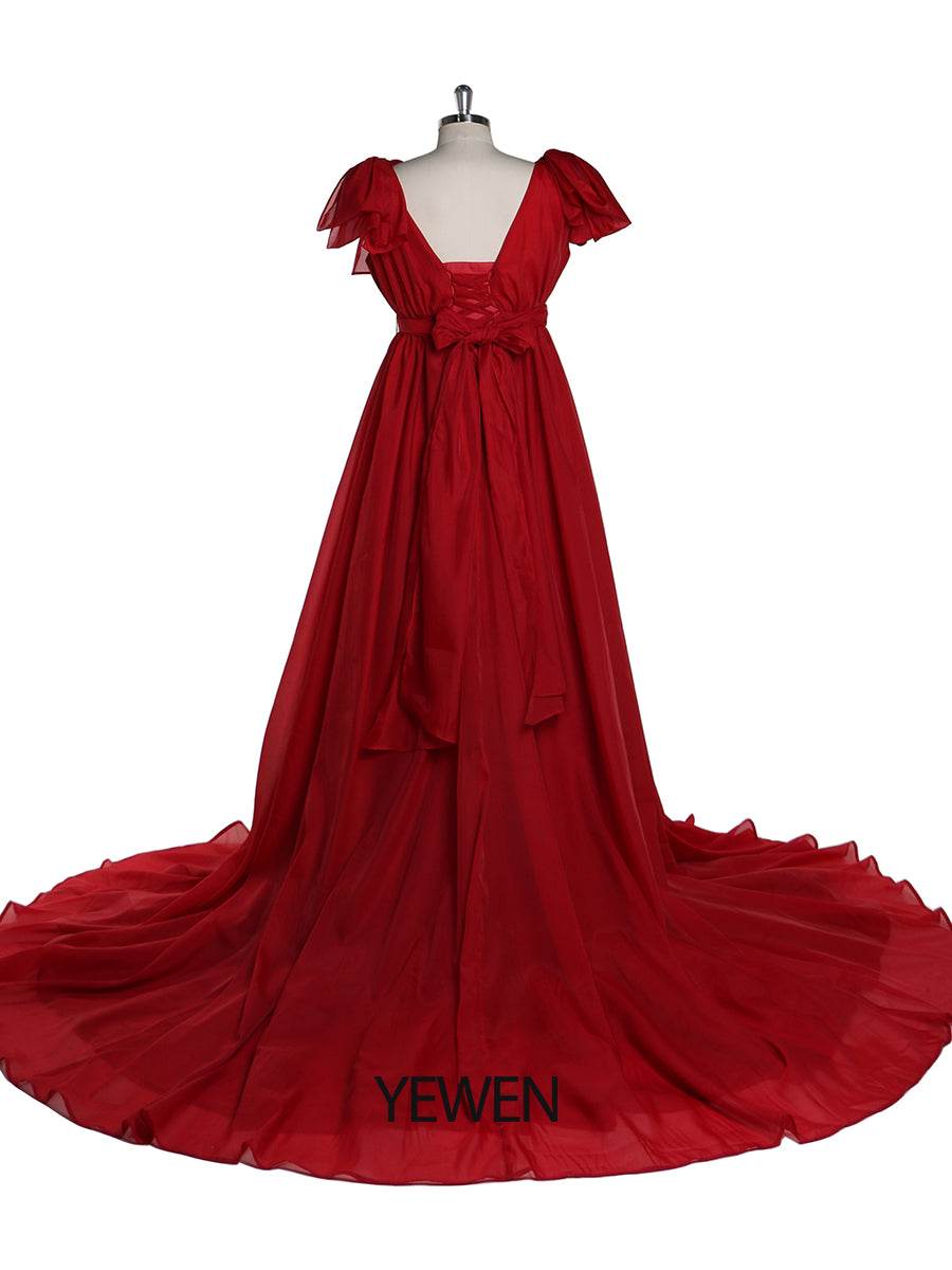 Umstandsbrautkleider aus Seide mit langer Schleppe, Umstands-Fotoshooting-Kleid für Babyparty, YW221102 