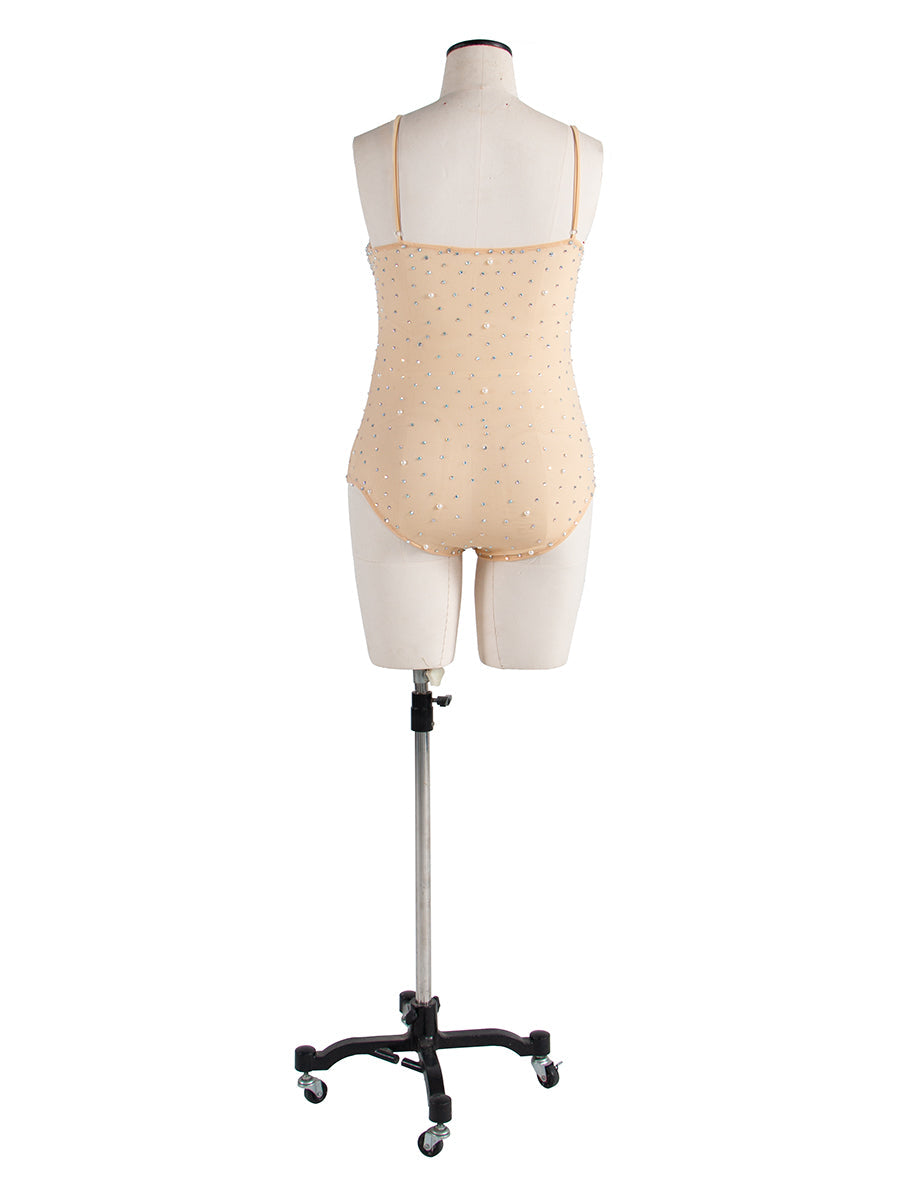 Dehnbarer Netz-Umstandsbodysuit mit Strasssteinen und Perlen, Schwangerschafts-Fotoshooting, figurbetonter Strampler #GJ001 