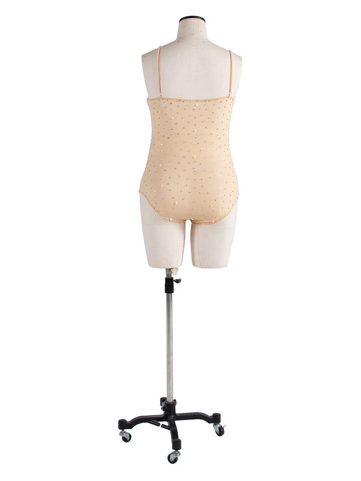 Dehnbarer Netz-Umstandsbodysuit mit Strasssteinen und Perlen, Schwangerschafts-Fotoshooting, figurbetonter Strampler #GJ001 