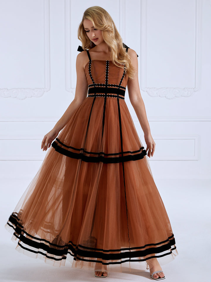 Spaghetti Strap, Rhinestone Tulle Ball Gown