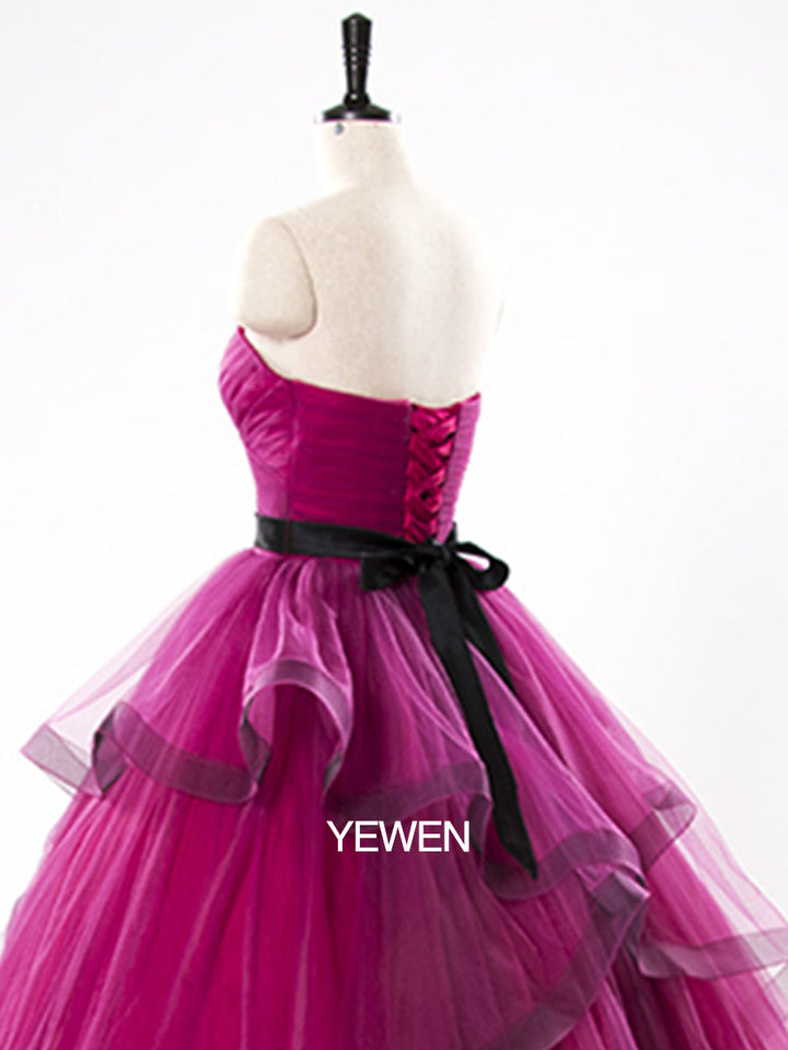 Elegantes Tüllkleid Asymmetrisch Trägerlos A-Linie Umstandskleid 001 