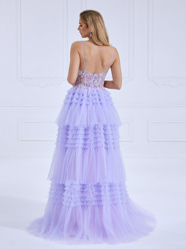 Beads Lace, Prom Dresses, A-Line , Princess Pleated Skirt, Floor-Length, Photo Shoot Dress