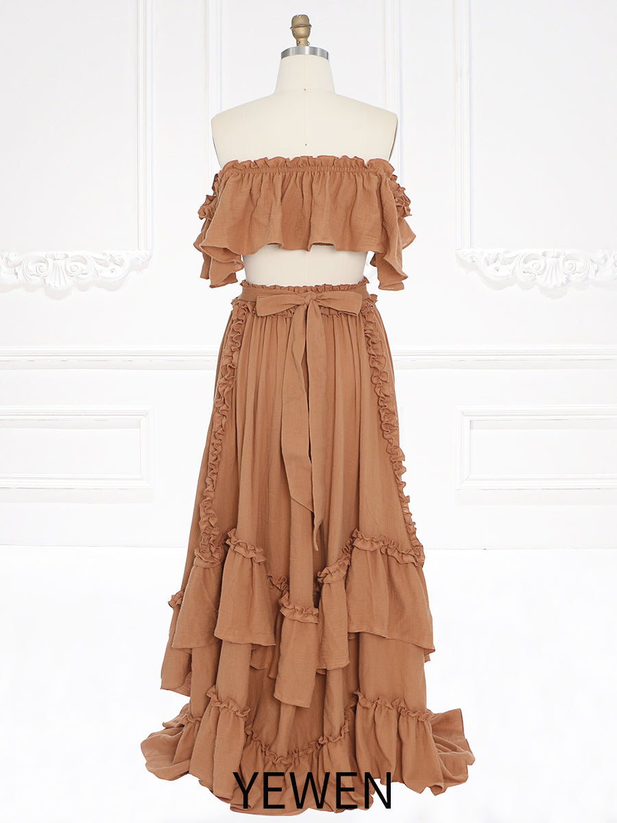 Boho 2-teiliges Set Damen Strandkleid Outfit für Fotoshooting Fotografie Kleid YW231101 