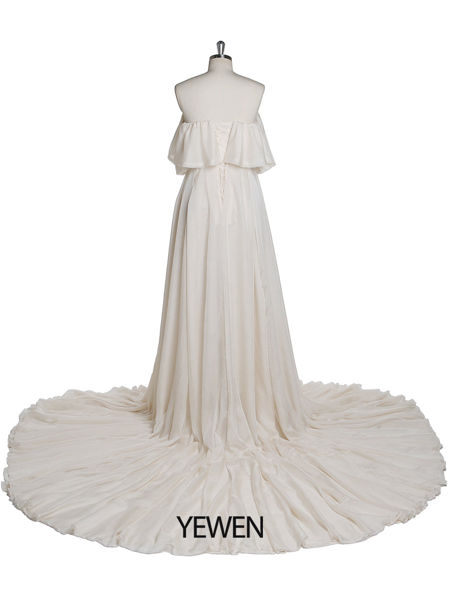 Abendkleid aus Seidenchiffon, schulterfrei, Umstandskleid für Fotoshootings, Fotografie-Kleid, individuell anpassbar, Übergröße YD21106 