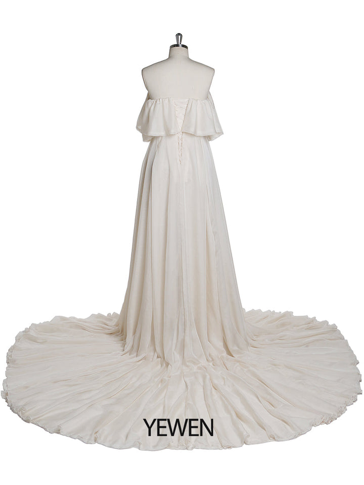 Abendkleid aus Seidenchiffon, schulterfrei, Umstandskleid für Fotoshootings, Fotografie-Kleid, individuell anpassbar, Übergröße YD21106 
