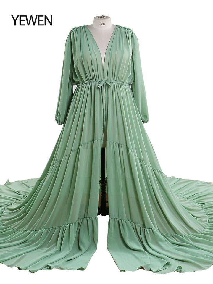 Rostfarbenes Chiffonkleid für Damen, Fotoshooting-Kleid, Fotografie-Kleid, Übergröße YW220217-1 