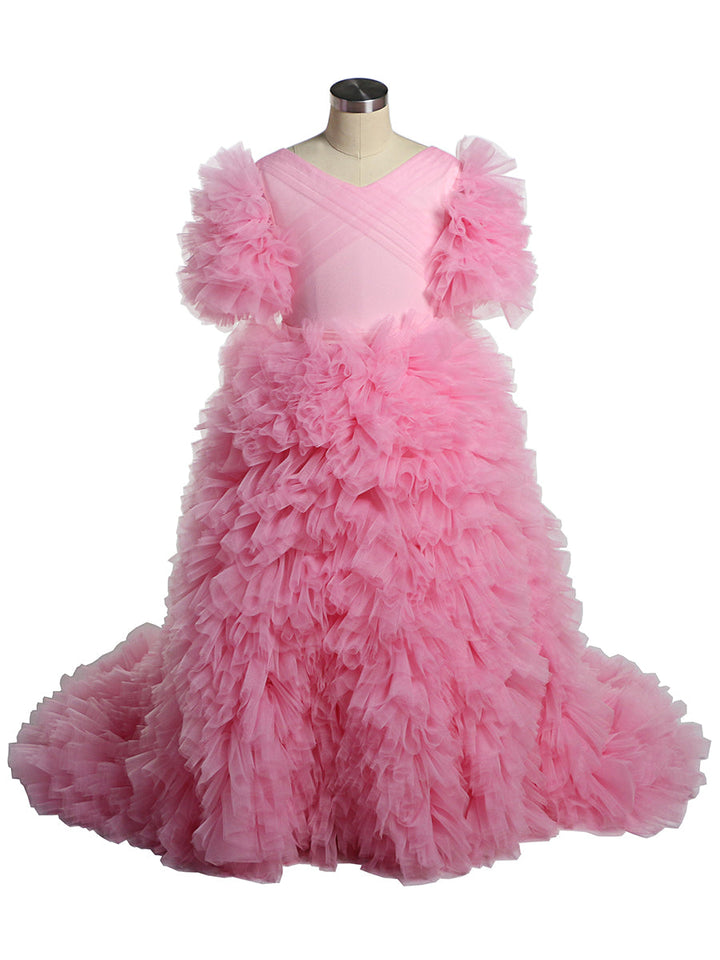 Neue Erstkommunionkleider mit V-Ausschnitt für Mädchen, Blumenmädchenkleider für Hochzeiten, Prinzessinnen-Partykleid, Fotoshooting-Kleid, YEWEN 