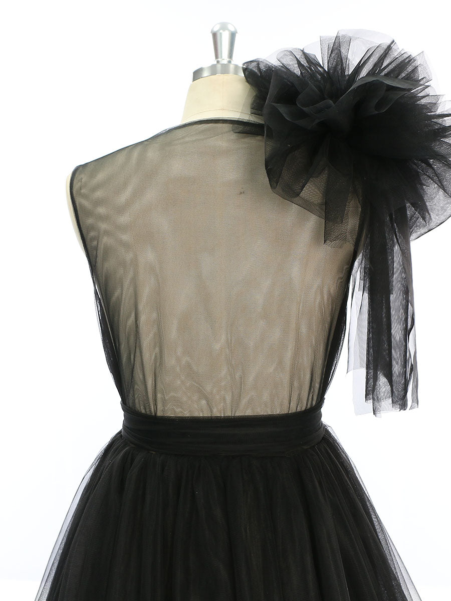 Schulterrüschen Tüllkleid Fotoshooting Robe Umstandskleid für Hochzeitsgäste YW231051 