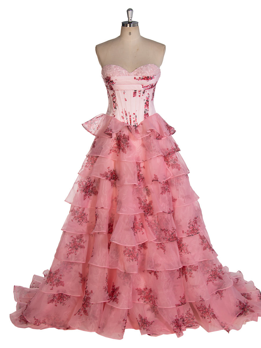 Blaues bedrucktes langes Maxikleid, elegantes Ball- und Partykleid YW240048