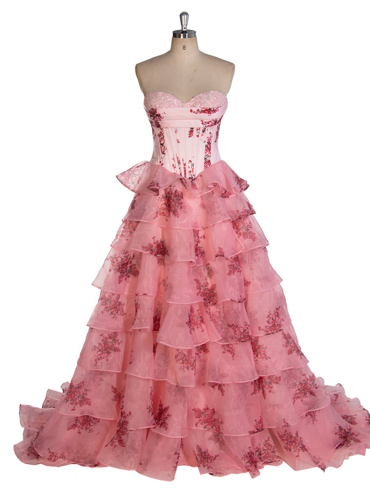 Blaues bedrucktes langes Maxikleid, elegantes Ball- und Partykleid YW240048