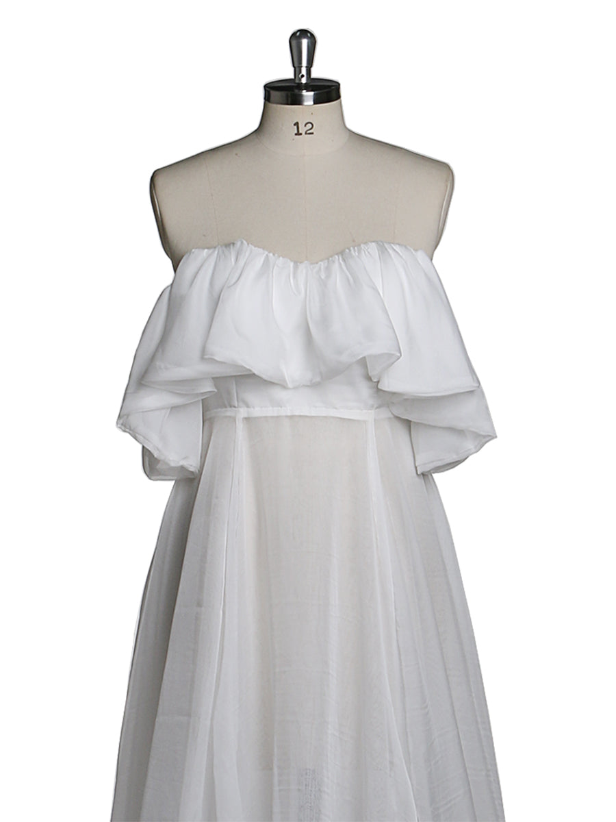 Abendkleid aus Seidenchiffon, schulterfrei, Umstandskleid für Fotoshootings, Fotografie-Kleid, individuell anpassbar, Übergröße YD21106 