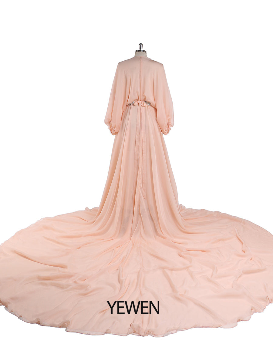 Abendkleid aus Tencel-Chiffon mit V-Ausschnitt, Umstandskleid für Fotoshootings, Fotografie-Kleid, Übergröße 