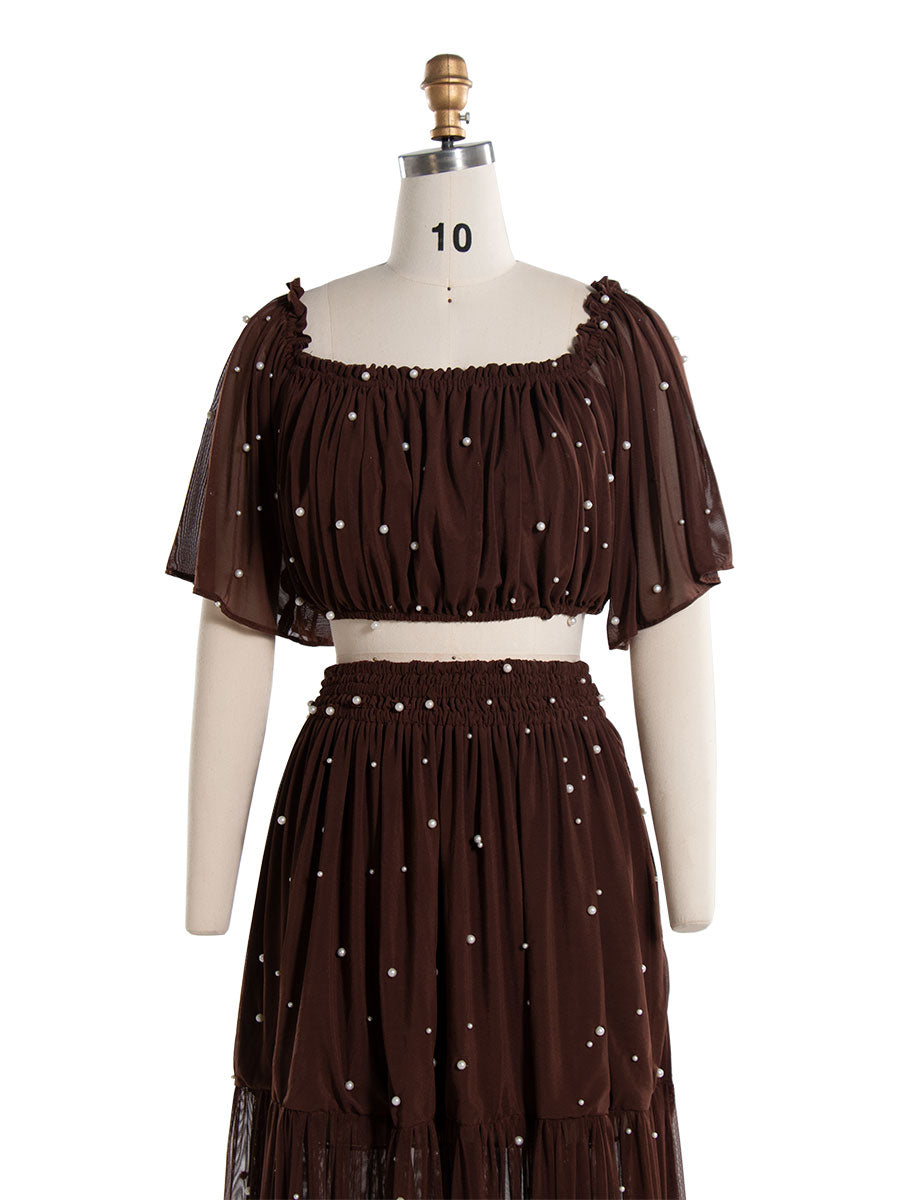 Weiches, dehnbares Mesh-2-teiliges Set-Kleid für Fotoshootings, Maxikleid für Frauen, Fotografie-Requisiten YW240070