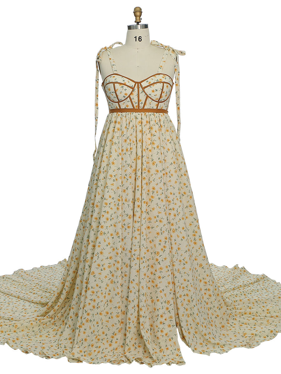 Umstandskleid aus Chiffon mit Blumenmuster und hoher Taille für Fotoshootings YW231032-1 