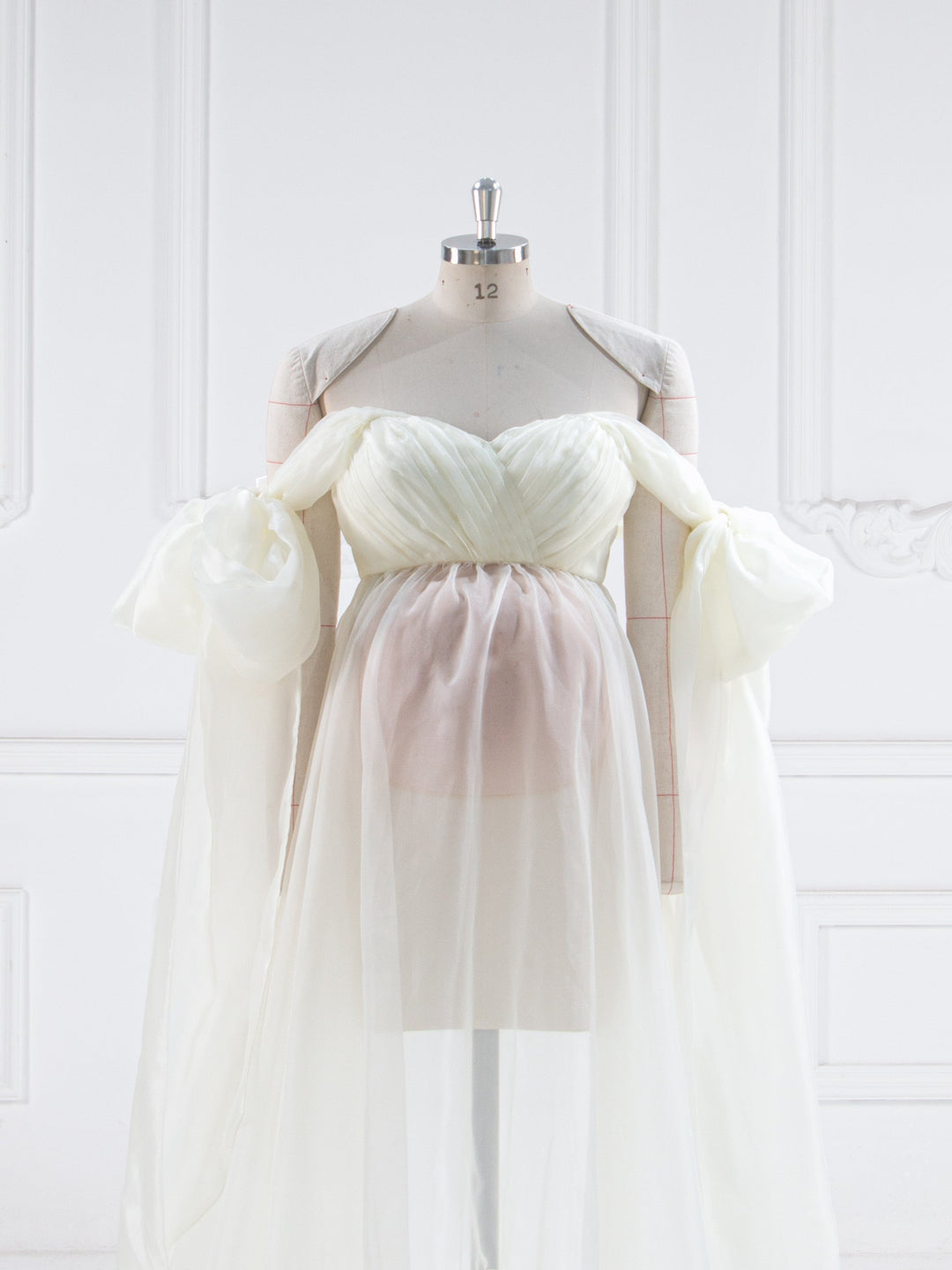 Umstandskleid aus weichem Organza aus Seide für Babyparty, Sommer-Umstandskleid für Fotoshootings, YW240019 