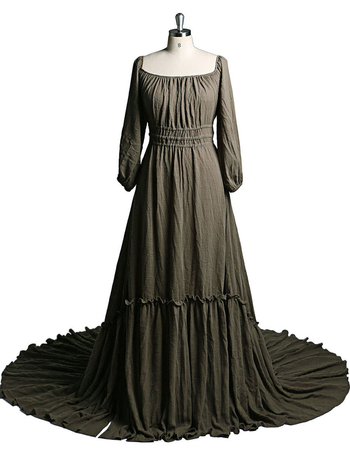 Versandfertig - Schulterfreies Kleid mit langen Ärmeln für die Fotografie, für Schwangere, Babyparty, YD21812