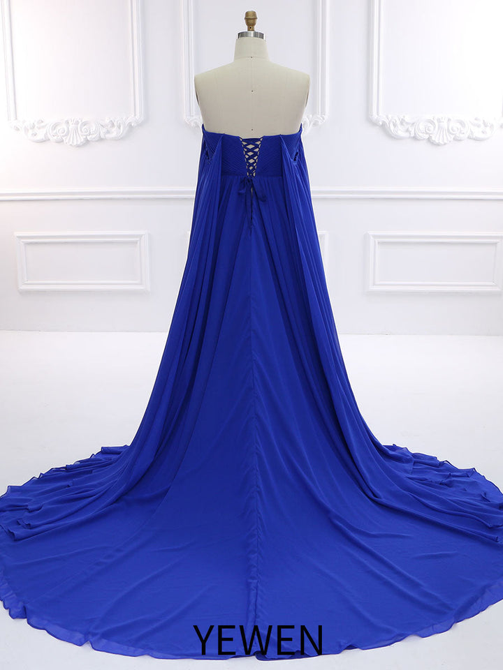 Herzförmiger Ausschnitt, böhmisches, farbiges Brautkleid mit langen Cape-Ärmeln, Chiffon, Fotoshooting-Kleider YD211126 