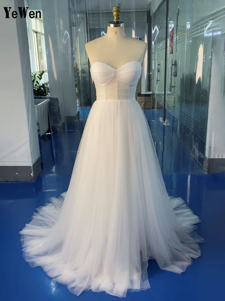 Schlichtes Tüllkleid für Fotoshootings, farbenfrohes Hochzeitskleid, Brautpartykleid YW231037 