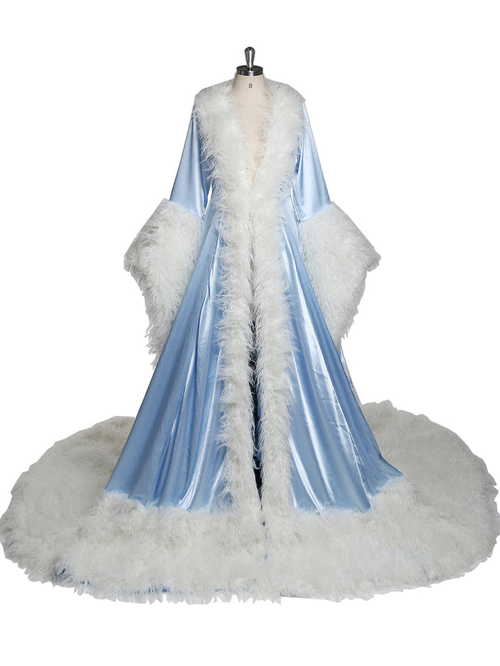 Luxus Pelzkragen Weihnachten Klassische Mode Langes Abendkleid Silvester Sogar Roben Hochzeit Cape Ausgefallene Fotografie Robe YW243135 