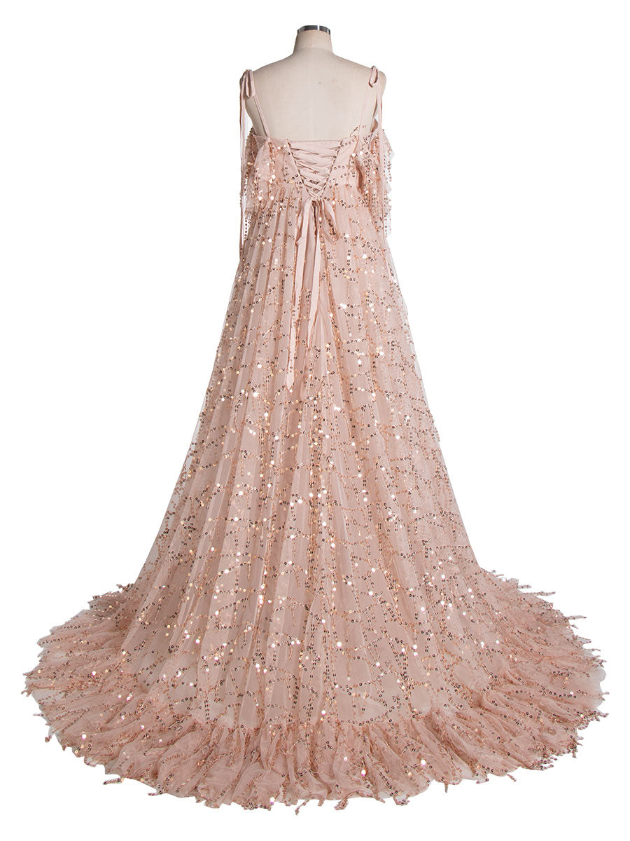 Champagne Tassel, Fringed Sequins Dress, Photo Shoot Dresses for Engagement and Photographers