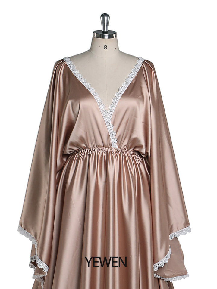 Rose-Satin Bohemian Mutterschaft Foto-Shooting Kleid Einstellbare Taille Fotografie Kleid Maxi Frau Kleid YEWEN YW220317 