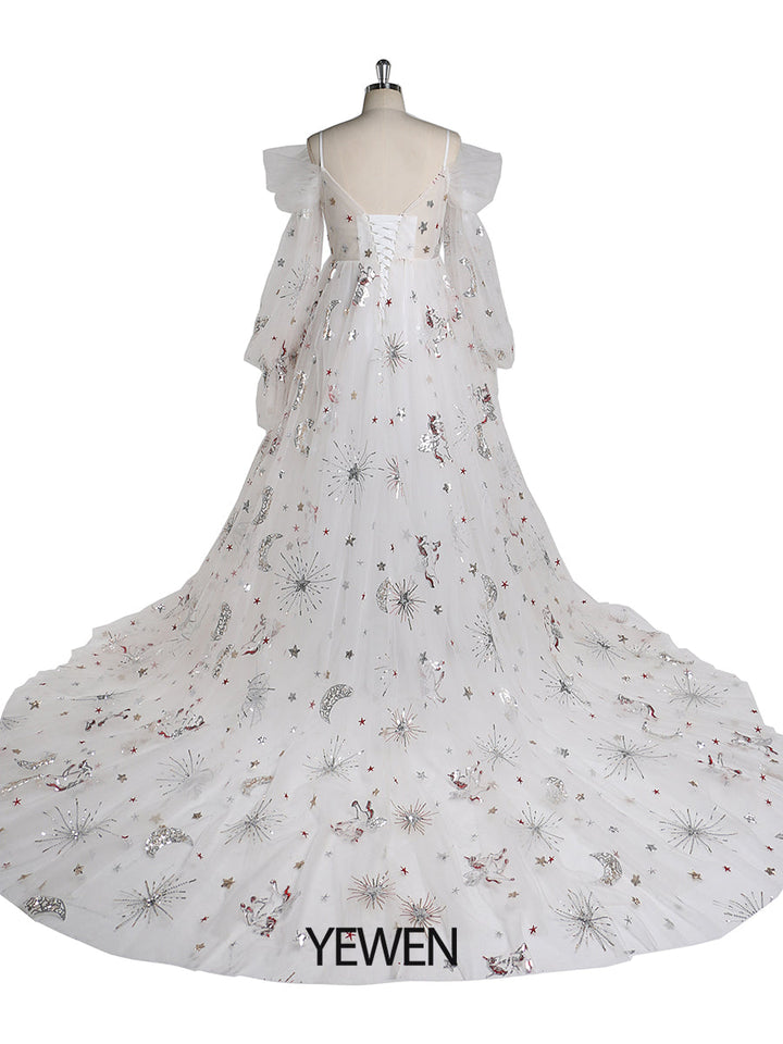 Elegantes Umstandskleid mit Puffärmeln für Hochzeits-Fotoshootings YEWEN YW220419 