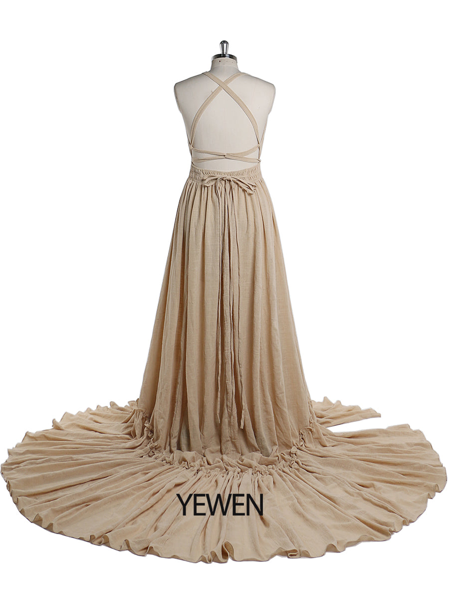 Abendkleider mit V-Ausschnitt und Stretch-Taille, Fotografie-Kleid, Babyparty-Kleid für Schwangere, YEWEN YD211009