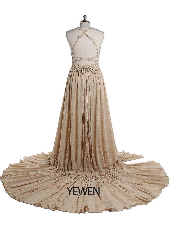 Abendkleider mit V-Ausschnitt und Stretch-Taille, Fotografie-Kleid, Babyparty-Kleid für Schwangere, YEWEN YD211009